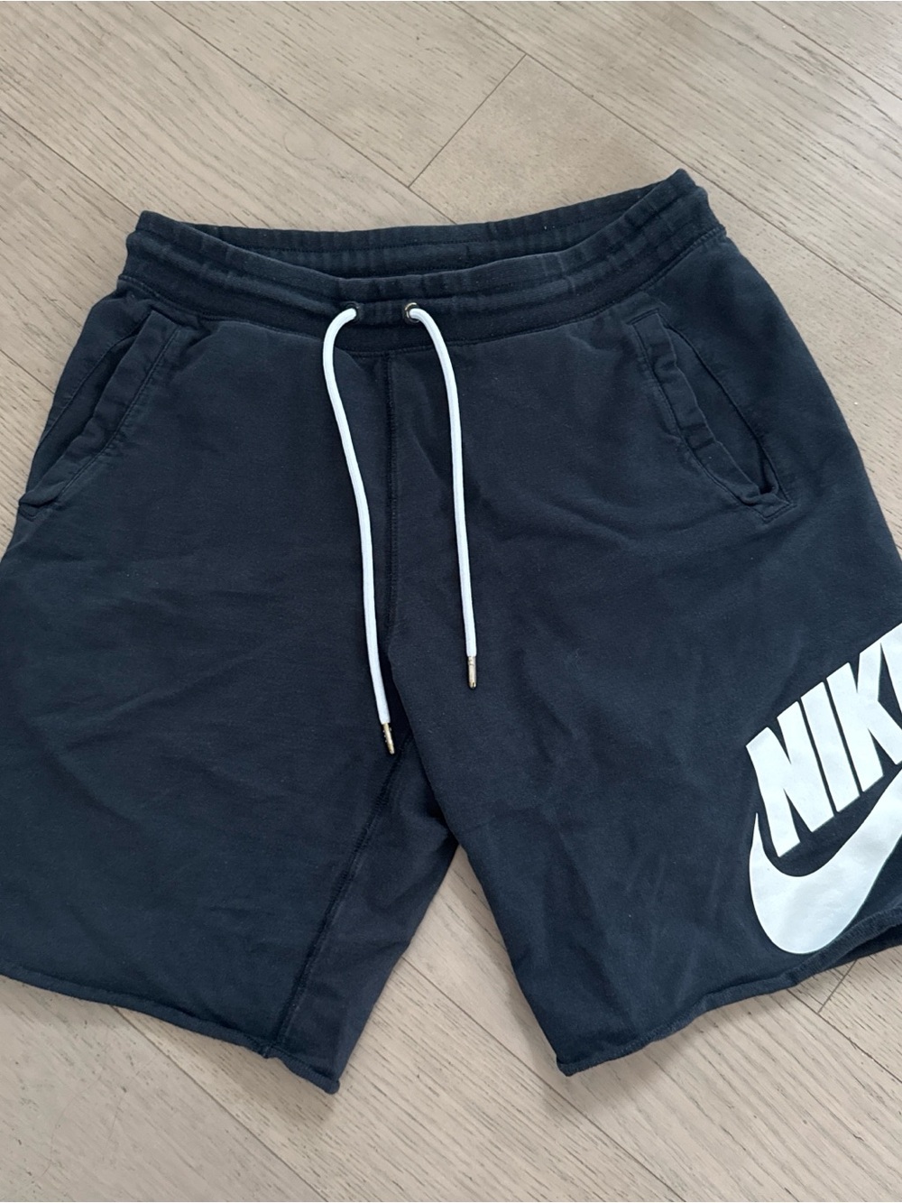 Nike Men’s Black Athletic Shorts with White Logo